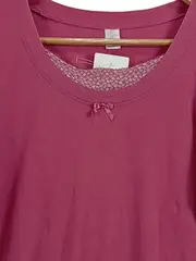 Vorschaubild 2 von Damen Nachthemd Pink Gr. 36/S Feminin Baumwolle Langarm