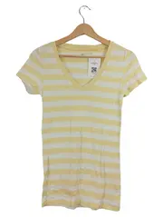 Vorschaubild 1 von Favorite Vee Damen T-Shirt Gr. M Gelb Weiß Gestreift V-Ausschnitt