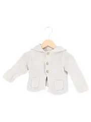 Vorschaubild 1 von Strickjacke Kinder Gr. 68 Grau Baby Kapuze Knopfleiste Casual