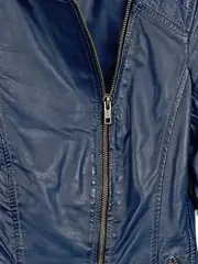 Vorschaubild 4 von Damen Lederjacke Blau Gr. 34/XS Freizeit Modern Langarm