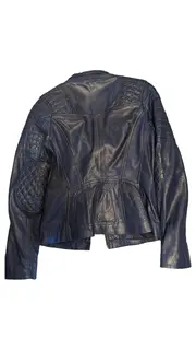 Vorschaubild 2 von Damen Lederjacke Blau Gr. 34/XS Freizeit Modern Langarm