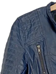 Vorschaubild 3 von Damen Lederjacke Blau Gr. 34/XS Freizeit Modern Langarm
