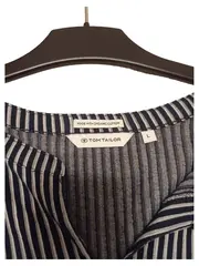 Vorschaubild 5 von Bluse Damen Gr. L Langarm Gestreift Blau Weiß Baumwolle