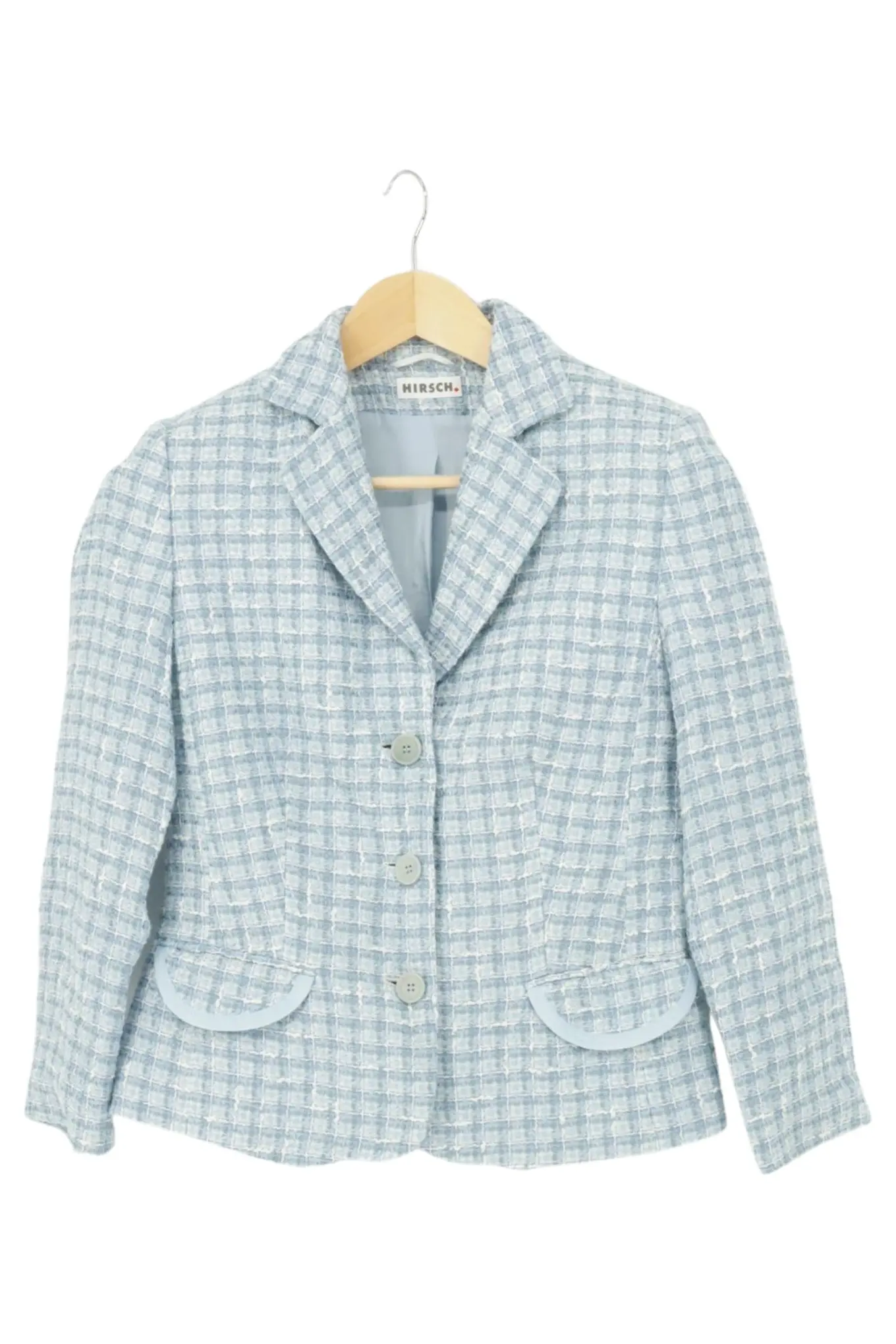 HIRSCH NATUR HIRSCH Damen Blazer Gr. 38/M Blau Kariert Klassisch Preppy Jacke