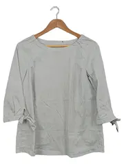 Vorschaubild 1 von Damen Bluse Gr. 38/M Grau Gestreift Casual 3/4-Arm Schleifen