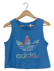 Vorschaubild 1 von Damen Sport Shirt Gr. 36 Blau Sportlich Logo-Print Cropped