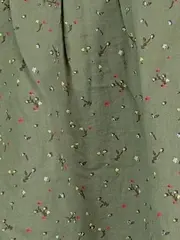 Vorschaubild 4 von Damen Bluse Gr. 40/L Grün Leinen Blumenmuster Casual