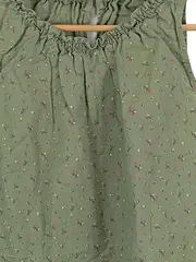 Vorschaubild 2 von Damen Bluse Gr. 40/L Grün Leinen Blumenmuster Casual