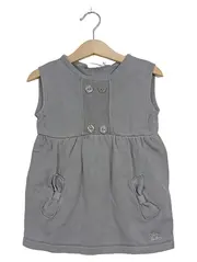 Vorschaubild 1 von Mädchen Strickkleid Gr. 116/122 Grau Ärmellos Schleifen