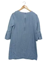 Vorschaubild 2 von Damen Freizeitkleid Gr. 36/S Blau Denim-Look Rüschenärmel