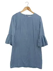 Vorschaubild 1 von Damen Freizeitkleid Gr. 36/S Blau Denim-Look Rüschenärmel
