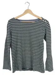 Vorschaubild 1 von EDC Damen Langarmshirt gestreift Grün Gr. 38/M Casual Baumwolle