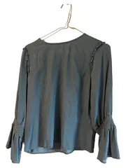 Vorschaubild 2 von Damen Bluse Lyocell Rüschenärmel Glockenärmel Blau Gr. S