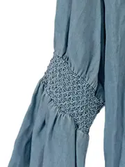 Vorschaubild 3 von Damen Bluse Lyocell Rüschenärmel Glockenärmel Blau Gr. S