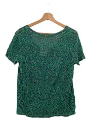 Vorschaubild 2 von WOMEN T-Shirt Damen 42/L Grün Animal-Print Leinen