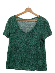 Vorschaubild 1 von WOMEN T-Shirt Damen 42/L Grün Animal-Print Leinen