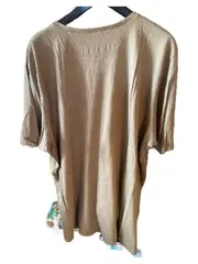 Vorschaubild 3 von Damen T-Shirt V-Ausschnitt Basic Gr. 54/56 Beige Baumwolle