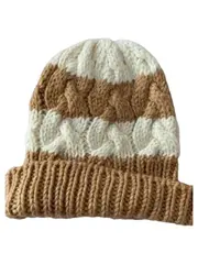 Vorschaubild 1 von Damen Mütze One Size Mehrfarbig Creme Braun Zopfstrick Strickmütze