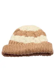 Vorschaubild 3 von Damen Mütze One Size Mehrfarbig Creme Braun Zopfstrick Strickmütze