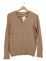 Vorschaubild 1 von Damen Pullover V-Ausschnitt Langarm Beige Gr. 40/L Casual