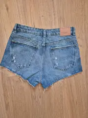 Vorschaubild 2 von Damen Jeans Shorts Gr. 36 Blau Casual Distressed Fransen Cut-Outs