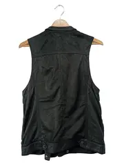 Vorschaubild 2 von Herren Bikerweste Leder Schwarz Gr. 46/S Streetwear Vintage