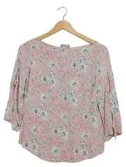 Vorschaubild 1 von Taifun Damen Bluse Rosa Blumenmuster 3/4-Arm Viskose Gr. 34 XS
