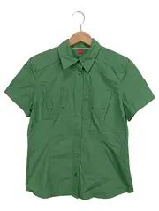 Vorschaubild 1 von Damen Bluse Gr. 36/S Grün Kurzarm Baumwolle Casual Stickerei