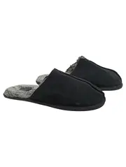 Vorschaubild 1 von Luxury Herren Hausschuhe Pantoffeln Schwarz Gr. 45 Kunstfell warm