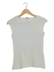 Vorschaubild 1 von Damen Stricktop Ärmellos Gr. 38/M Weiß Basic Rippstrick