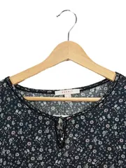 Vorschaubild 2 von Damen Bluse Langarm Blumenmuster Boho Schwarz Gr. 38 M