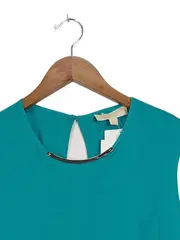 Vorschaubild 2 von Damen Bluse Gr. 40/L Türkis Elegant Seide Ärmellos