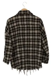 Vorschaubild 2 von Damen Leichte Jacke Kariert Schwarz Weiß XS 32 Casual Fransen