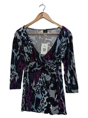Vorschaubild 1 von Damen Bluse 36/S Lila Animal-Print Viskose Casual 3/4-Arm