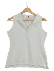 Vorschaubild 1 von Damen Poloshirt Gr. L Weiß Ärmellos Preppy