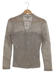 Vorschaubild 2 von Bluse Damen 36/S Beige Elegant Spitze Blumenmuster Langarm