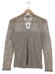 Vorschaubild 1 von Bluse Damen 36/S Beige Elegant Spitze Blumenmuster Langarm