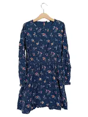 Vorschaubild 1 von Mädchen Blumenkleid Gr. 134/140 Blau Freizeitkleid Langarm