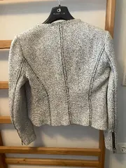 Vorschaubild 4 von Damen Leichte Jacke Blazer Tweed Grau Gr. 40 L Reißverschluss Klassisch