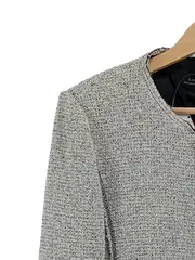 Vorschaubild 6 von Damen Leichte Jacke Blazer Tweed Grau Gr. 40 L Reißverschluss Klassisch