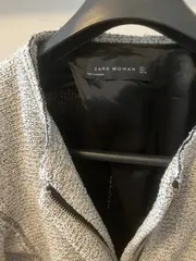 Vorschaubild 2 von Damen Leichte Jacke Blazer Tweed Grau Gr. 40 L Reißverschluss Klassisch