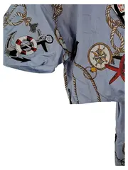 Vorschaubild 3 von Damen Crop T-Shirt Maritim Grafik Blau Gr. M Baumwolle
