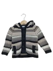 Vorschaubild 1 von Kinder Strickjacke Gr. 86 Mehrfarbig Gestreift mit Kapuze