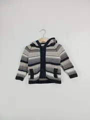 Vorschaubild 2 von Kinder Strickjacke Gr. 86 Mehrfarbig Gestreift mit Kapuze