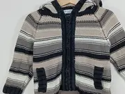 Vorschaubild 3 von Kinder Strickjacke Gr. 86 Mehrfarbig Gestreift mit Kapuze