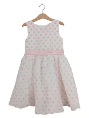 Vorschaubild 1 von festliches Kleid Kinder Gr. 116 weiß Punkte elegant ärmellos