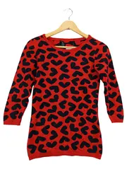 Vorschaubild 1 von Damen Pullover Rot Grafisch Gr. 34/XS Modal Wolle