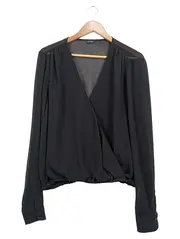 Vorschaubild 1 von Damen Bluse Schwarz Gr. 38/M Elegant Langarm