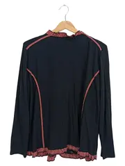 Vorschaubild 2 von Damen Strickjacke Gr. L schwarz rot Rüschen Reißverschluss