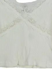 Vorschaubild 3 von Damen Top mit Spitze Gr. 36/S Weiß Rippstrick Casual